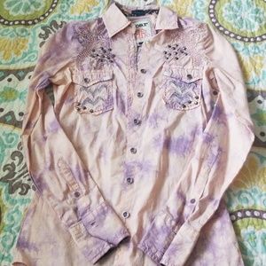 Beautiful Tie Dye Roar Rodeo Shirt XS